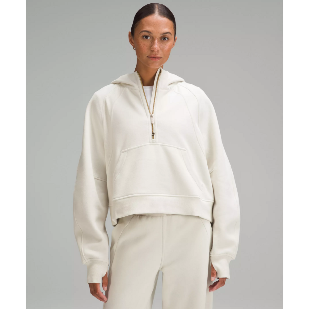 NWOT - Lululemon Scuba Oversized Half-Zip Hoodie Gold Zip in Bone